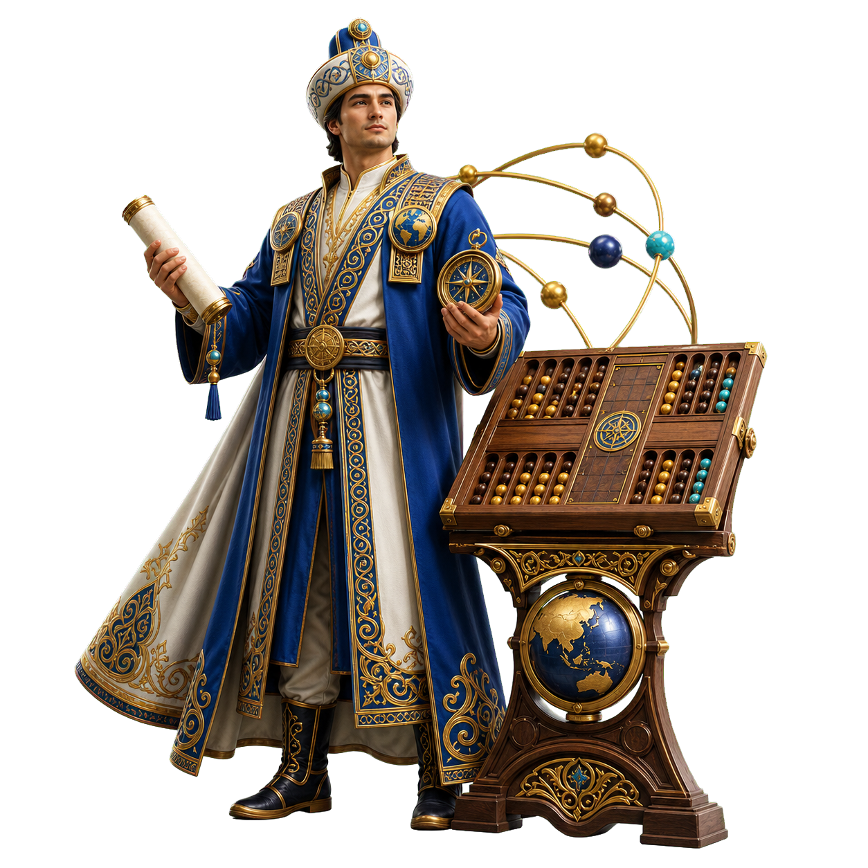 Federation ambassador with a toguzkumalak board and source scroll